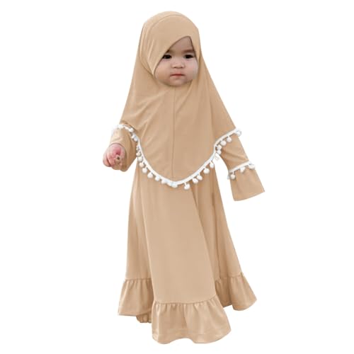 OBEEII Toddler Girl Islamic Abaya Dress with Hijab