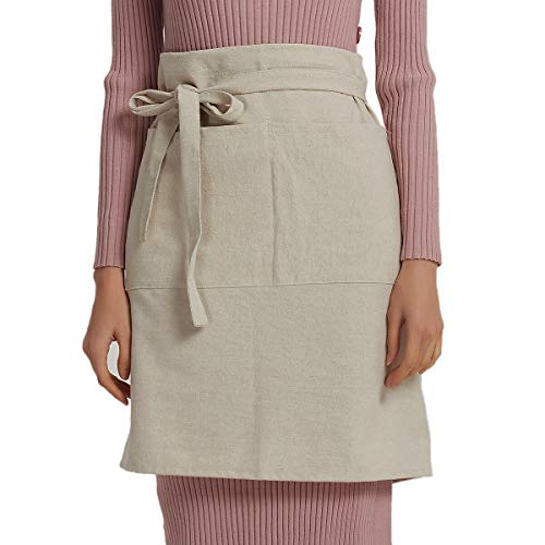 Cityelf Cotton Linen Half Apron for Cooking and Crafting