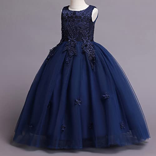 OBEEII 5-14Y Girls' Formal Prom Maxi Dress with Embroidery Applique